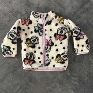Cute Polka Dot Fleece Jacket with Minnie Mouse Print